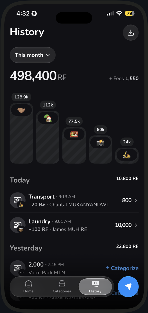 Fundt History on iPhone